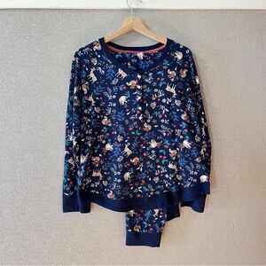 L Cuddl Duds Longsleeve Pajama Set Woodland Animal Print